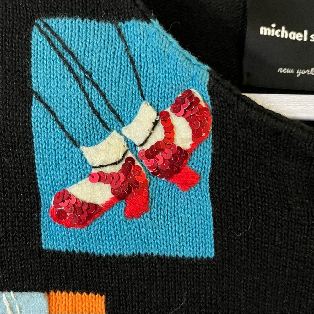 Michael Simon Vintage 90s Cardigan Embroidered Embellishments Heels Shoes M - Picture 7 of 10